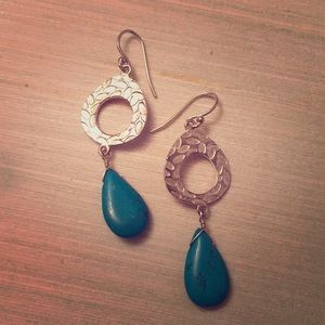 sterling silver turquoise tear drop earrings